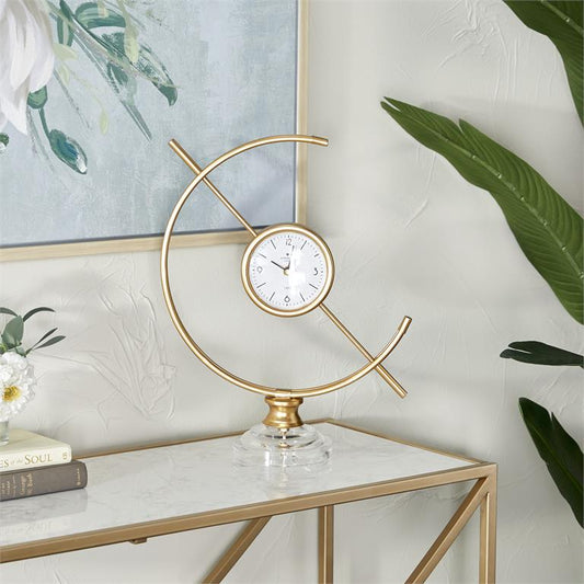 GOLD METAL CLOCK WITH ACRYLIC BASE