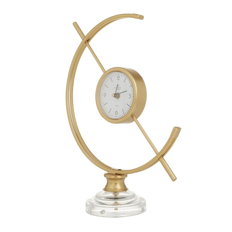 GOLD METAL CLOCK WITH ACRYLIC BASE