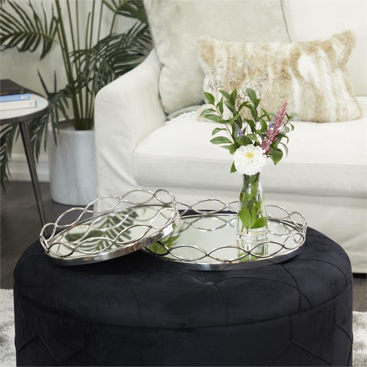 SILVER STAINLESS STEEL MIRRORED TRAY