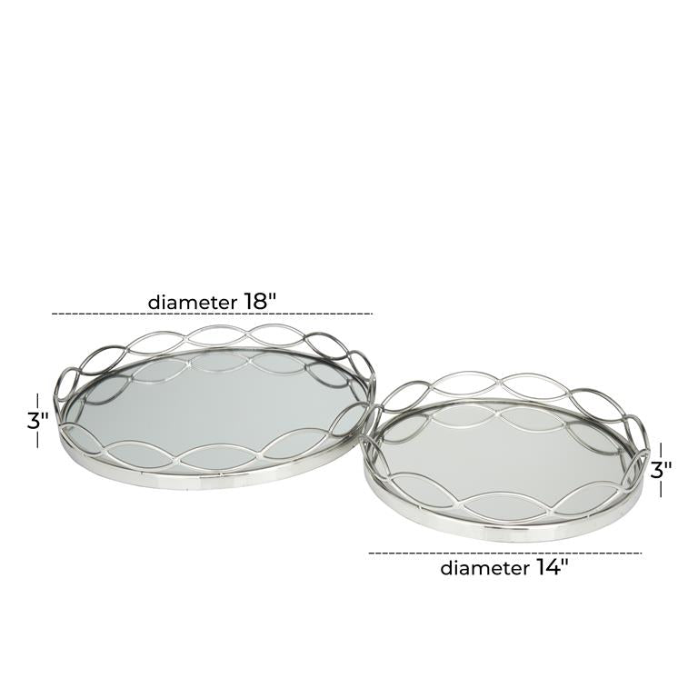 SILVER STAINLESS STEEL MIRRORED TRAY