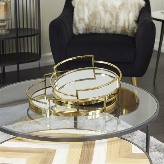 GOLD STAINLESS STEEL MIRRORED TRAY