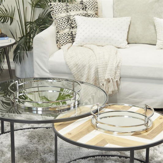 SILVER STAINLESS STEEL MIRRORED TRAY