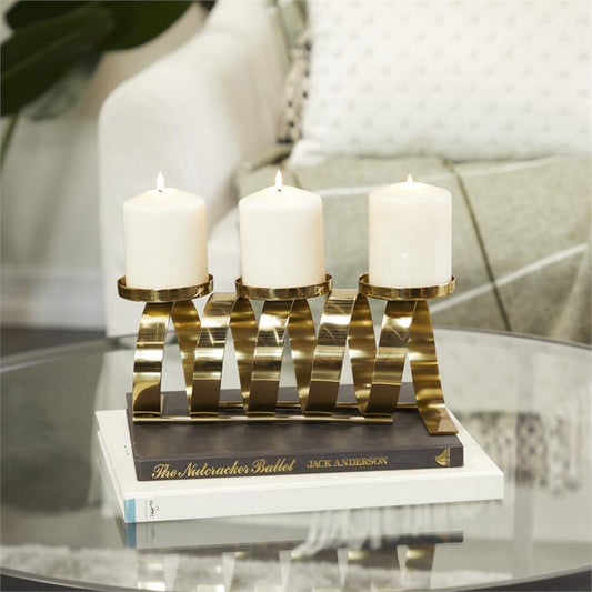 GOLD STAINLESS STEEL CANDLE HOLDER