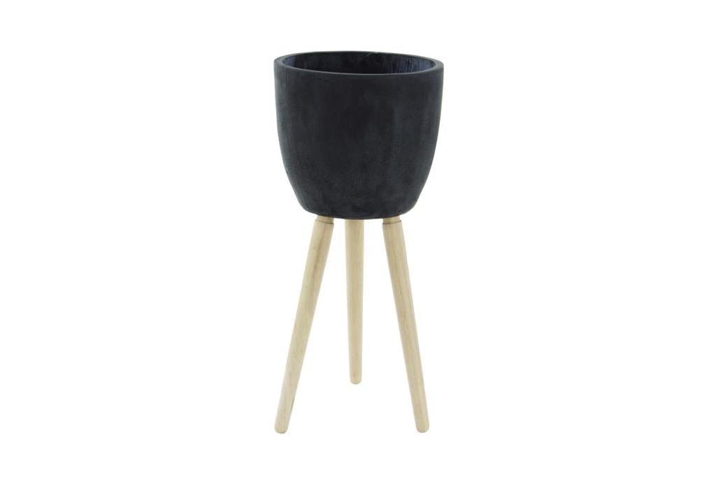 BLACK FIBER CLAY CONTEMPORARY PLANTER