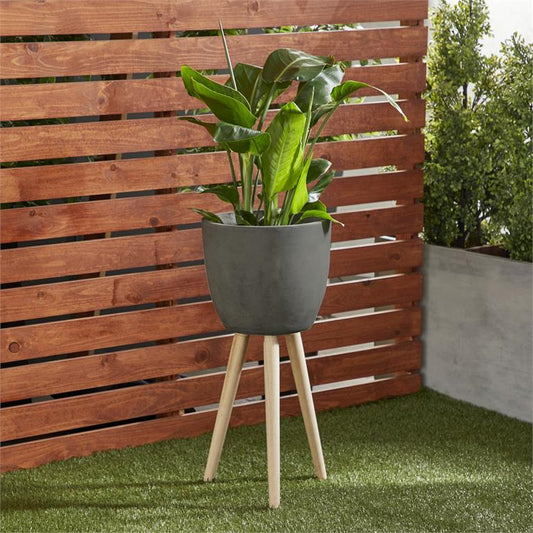 BLACK FIBER CLAY CONTEMPORARY PLANTER