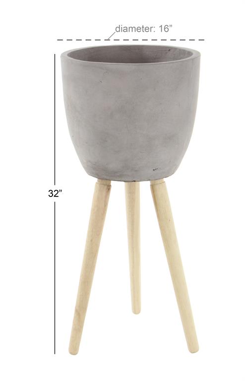 GREY FIBER CLAY CONTEMPORARY PLANTER