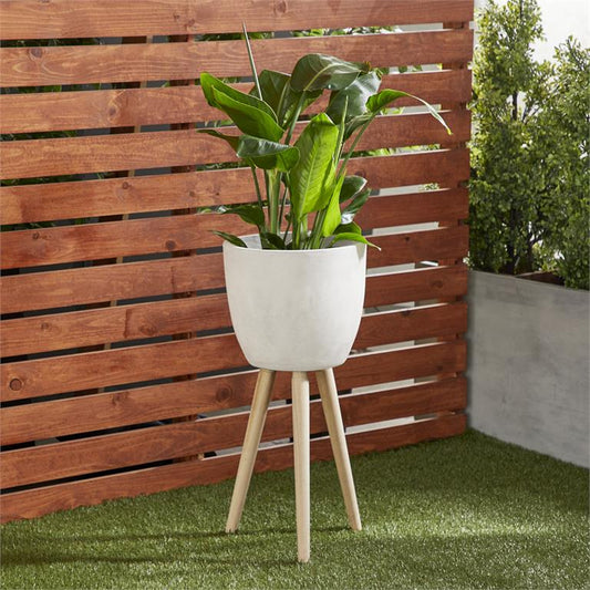 WHITE FIBER CLAY CONTEMPORARY PLANTER