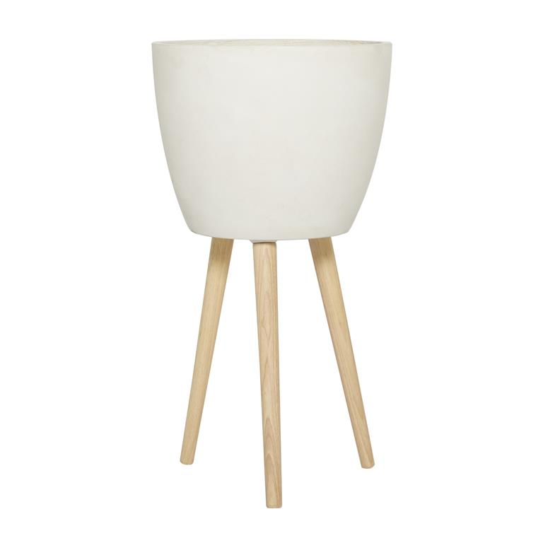 WHITE FIBER CLAY CONTEMPORARY PLANTER