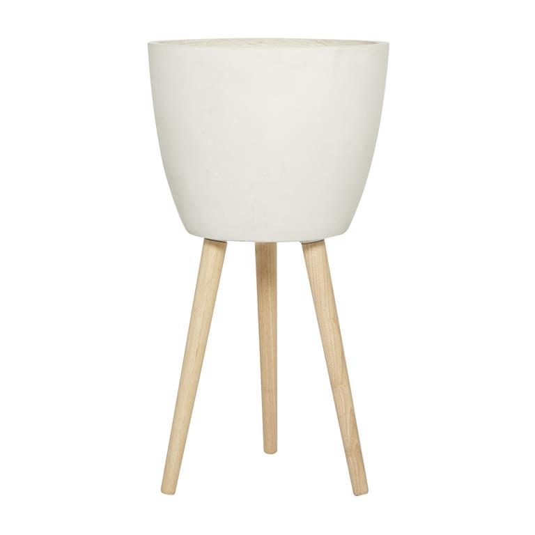 WHITE FIBER CLAY CONTEMPORARY PLANTER