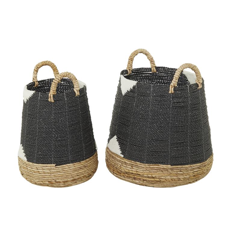 BANANA LEAF HANDMADE TRIANGLE DETAILS STORAGE BASKET WITH HANDLES