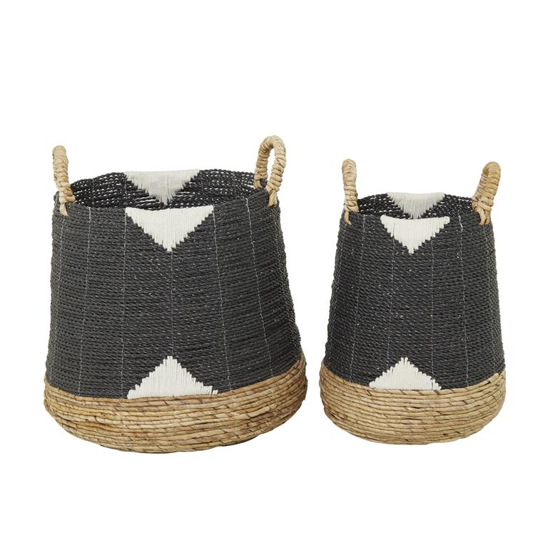 BANANA LEAF HANDMADE TRIANGLE DETAILS STORAGE BASKET WITH HANDLES
