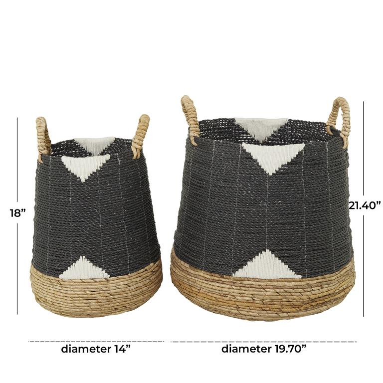 BANANA LEAF HANDMADE TRIANGLE DETAILS STORAGE BASKET WITH HANDLES