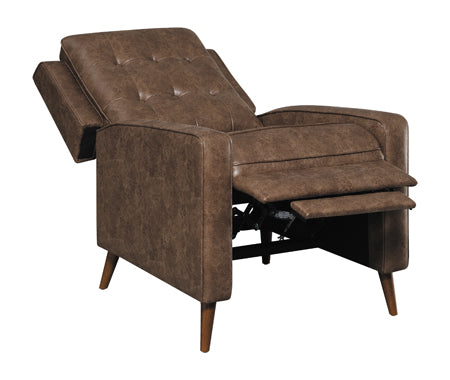 Upholstered Tufted Push Back Recliner Brown