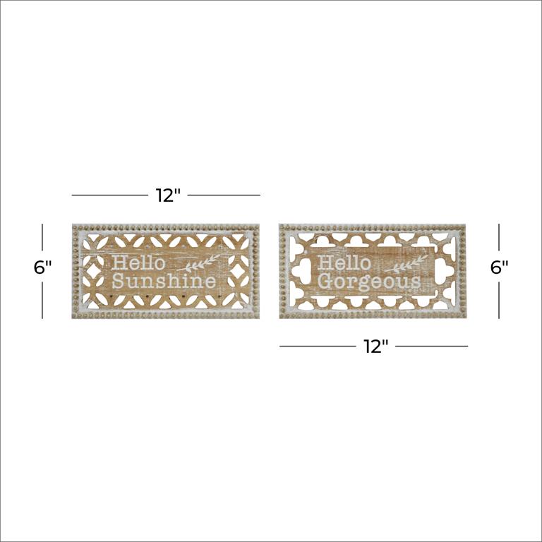 WHITE WOOD FARMHOUSE BEADED SIGN WALL DECOR