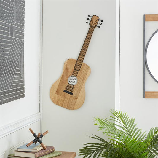 BROWN WOOD GUITAR WALL DECOR