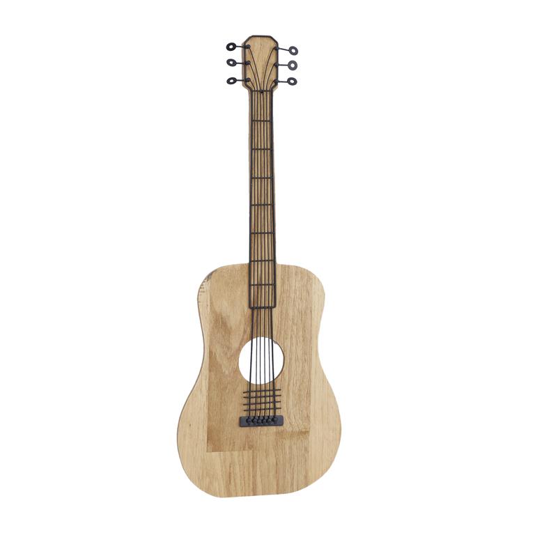 BROWN WOOD GUITAR WALL DECOR