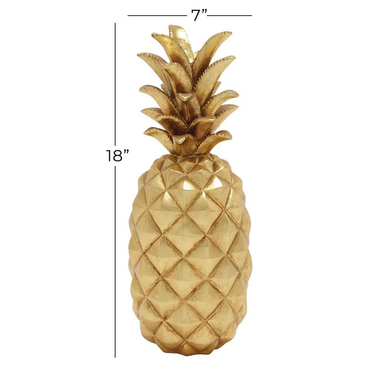 GOLD POLYSTONE FRUIT PINEAPPLE SCULPTURE