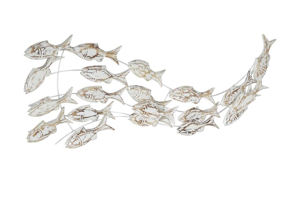 WHITE WOOD FISH HANDMADE WALL DECOR