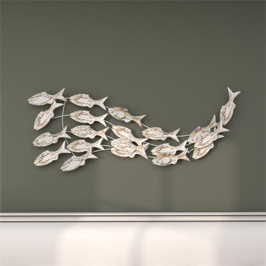 WHITE WOOD FISH HANDMADE WALL DECOR