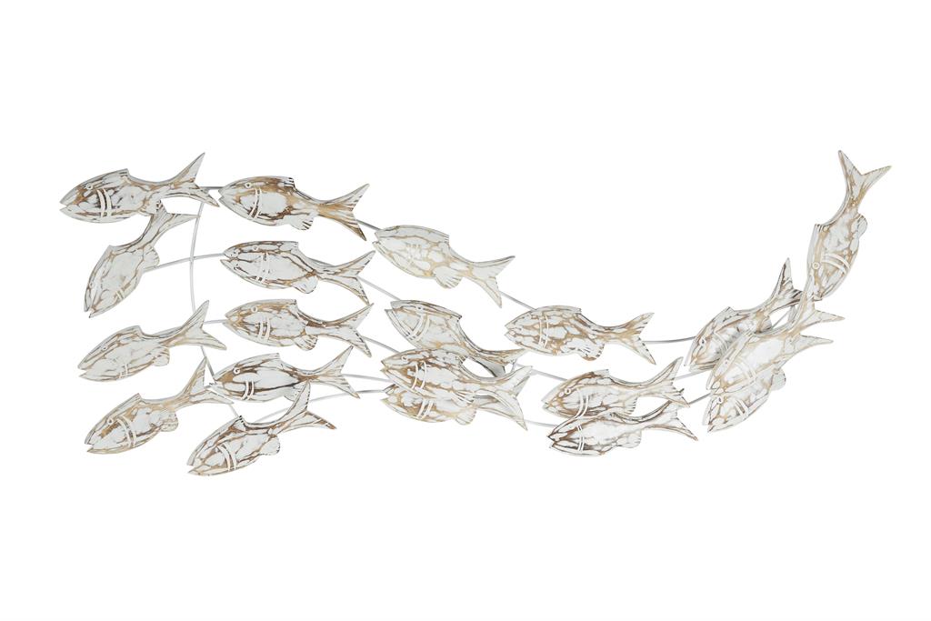 WHITE WOOD FISH HANDMADE WALL DECOR