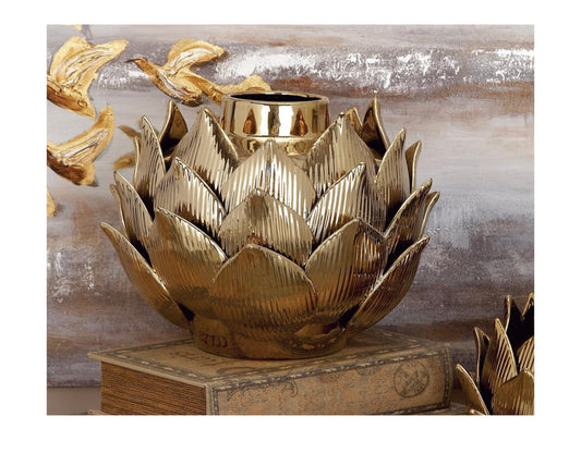 GOLD PORCELAIN FLORAL VASE