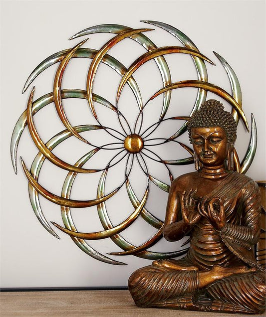 GRAY METAL ABSTRACT WIND SPINNER INSPIRED WALL DECOR