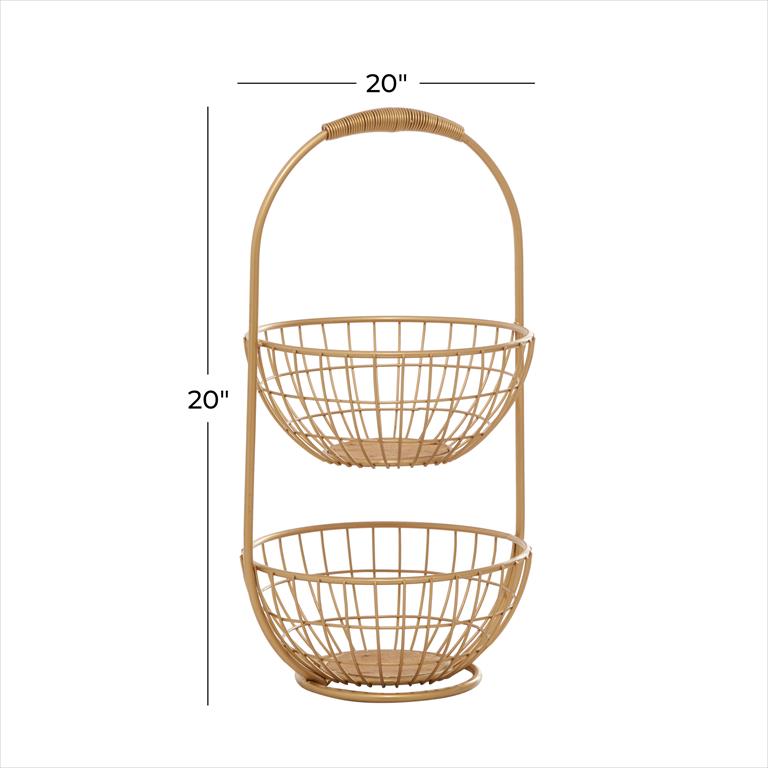 GOLD METAL TRADITIONAL STORAGE BASKET