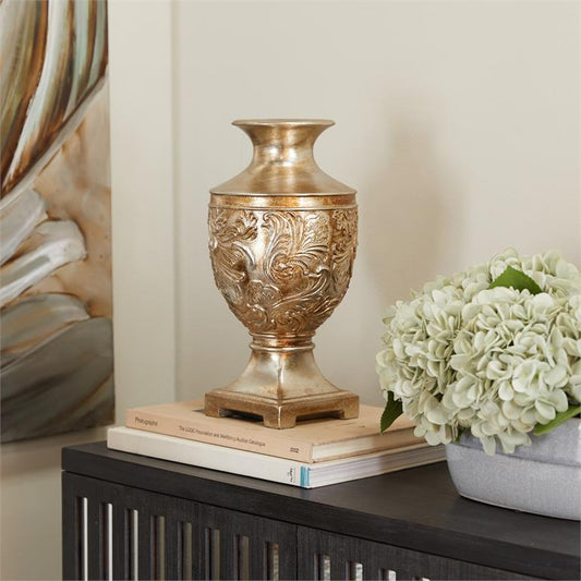GOLD POLYSTONE CARVED VASE