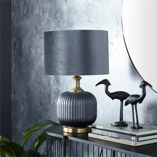 Blue Fabric Transitional Table Lamp,