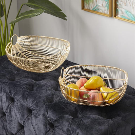 GOLD METAL WIRE DECORATIVE BOWL,