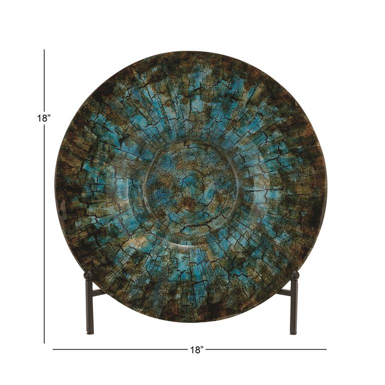 GREEN GLASS GEOMETRIC MOSAIC INSPIRED CHARGER WITH STAND