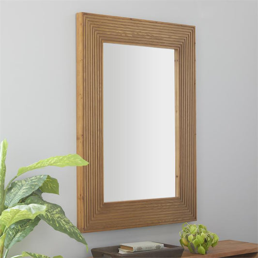 BROWN WOOD TRADITIONAL WALL MIRROR,