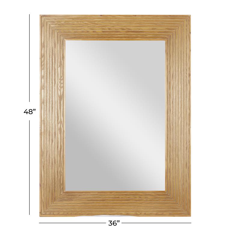 BROWN WOOD TRADITIONAL WALL MIRROR,