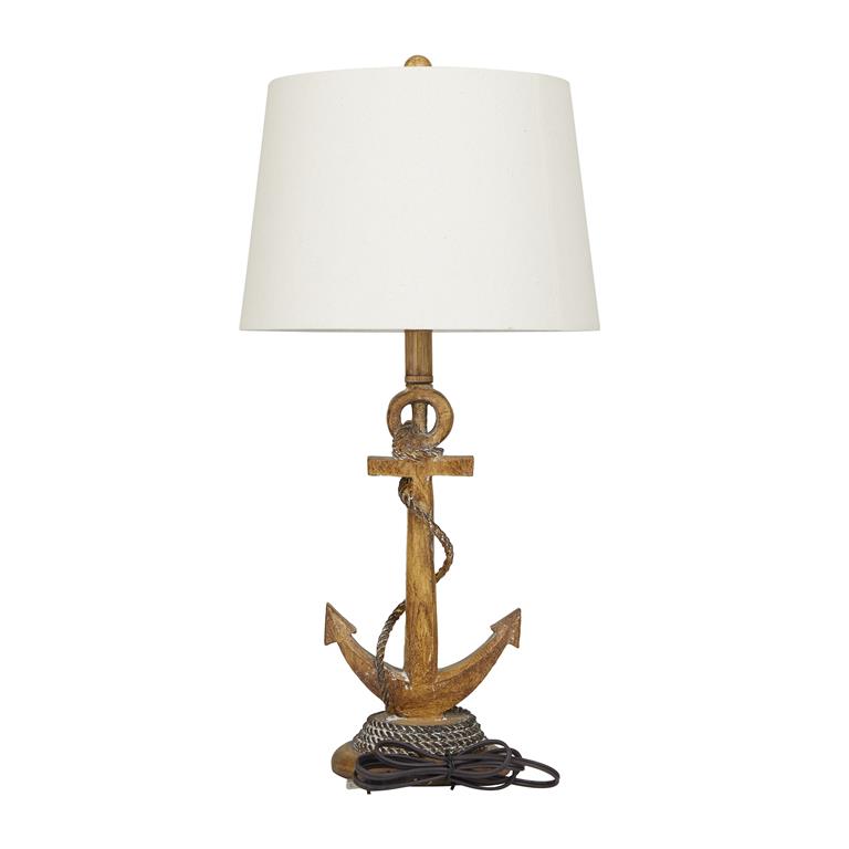 BROWN POLYSTONE TABLE LAMP