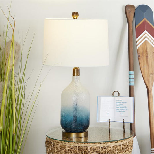 BLUE GLASS TABLE LAMP,