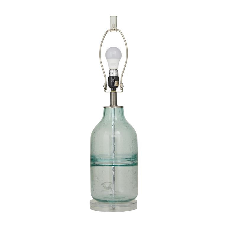 TEAL GLASS TABLE LAMP,