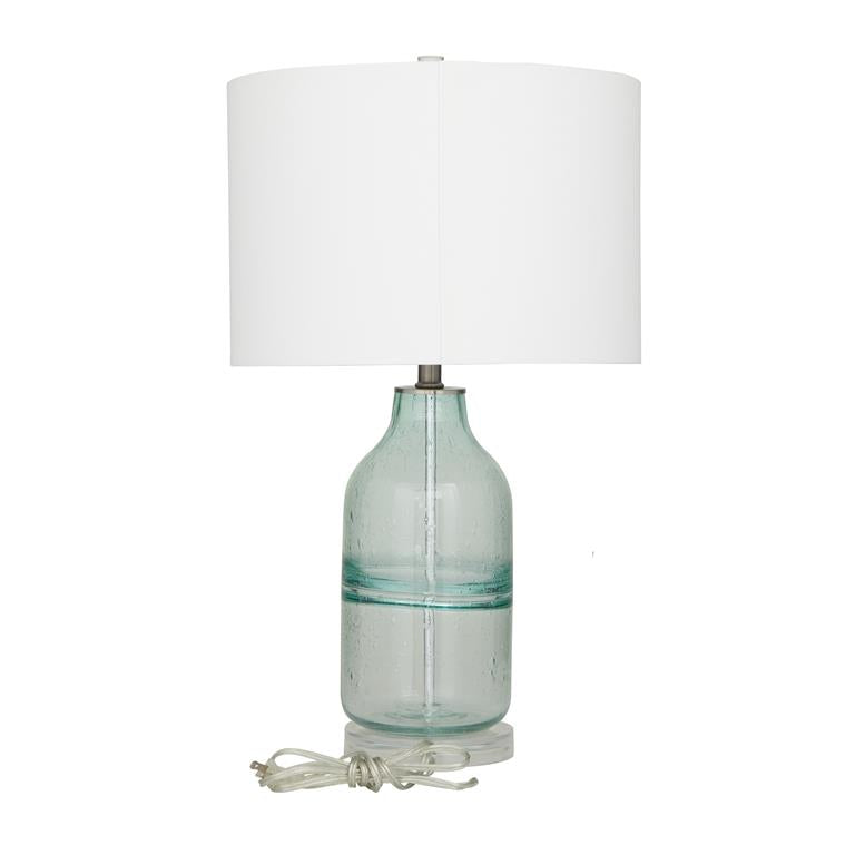 TEAL GLASS TABLE LAMP,