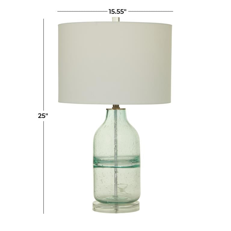 TEAL GLASS TABLE LAMP,