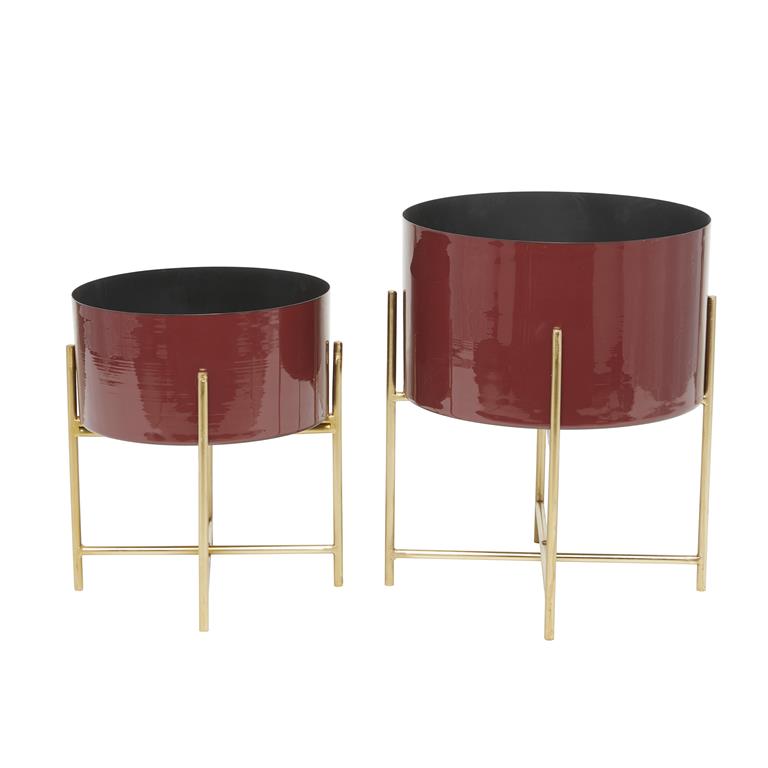 CosmoLiving by Cosmopolitan Red Metal Modern Planter