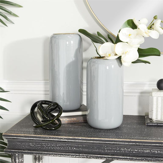 GRAY METAL VASE