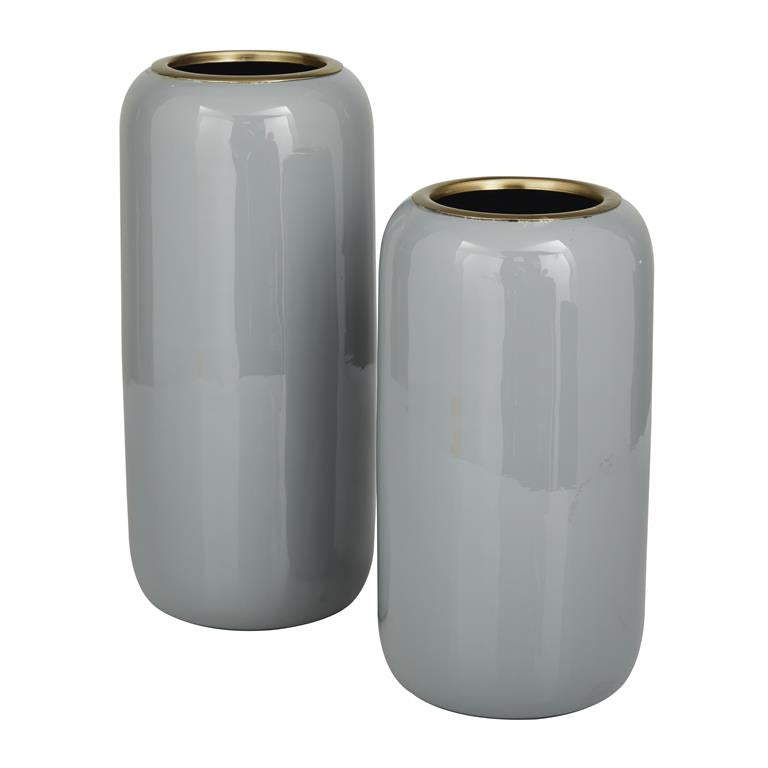 GRAY METAL VASE