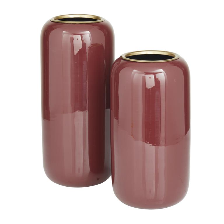 RED METAL VASE,