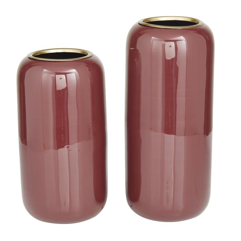 RED METAL VASE,