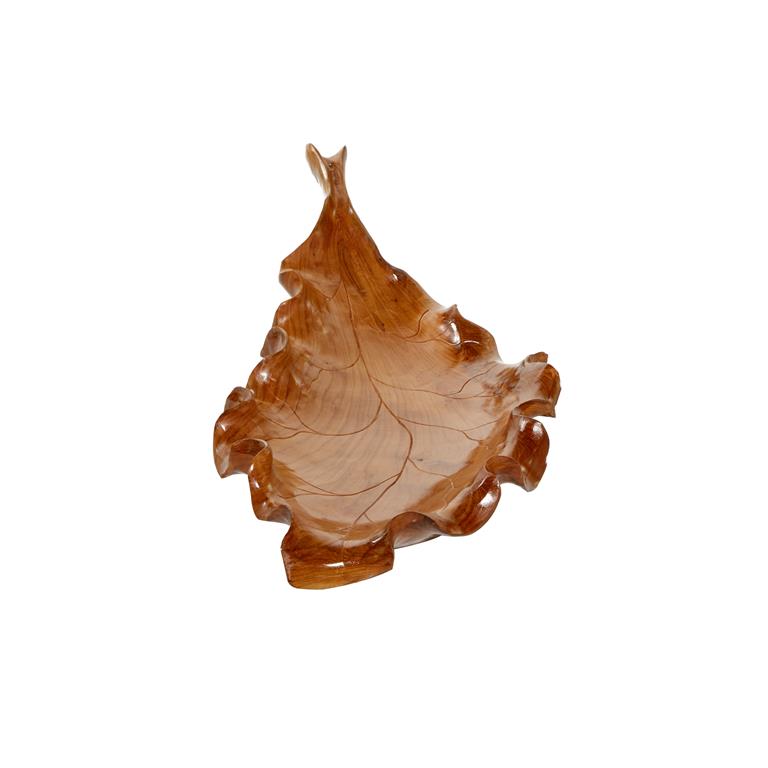 BROWN TEAK WOOD LEAF HANDMADE LIVE EDGE TRAY