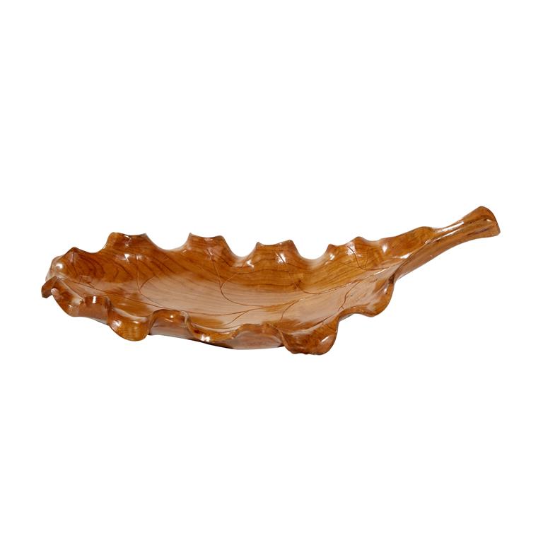 BROWN TEAK WOOD LEAF HANDMADE LIVE EDGE TRAY