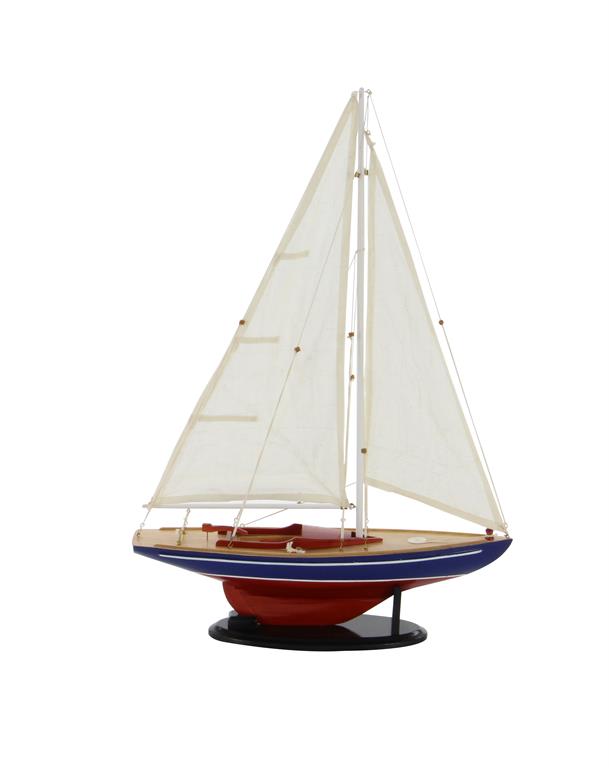 DARK BROWN WOOD SAIL BOAT SCULPTURE WITH LIFELIKE RIGGING
