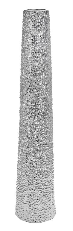 SILVER CERAMIC TALL VASE WITH BUBBLE TEXTURE