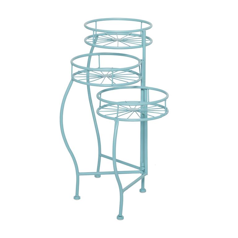 BLUE METAL STARBURST INDOOR OUTDOOR 3 TIER PLANTSTAND