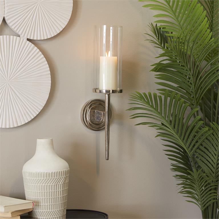 SILVER ALUMINUM WALL SCONCE
