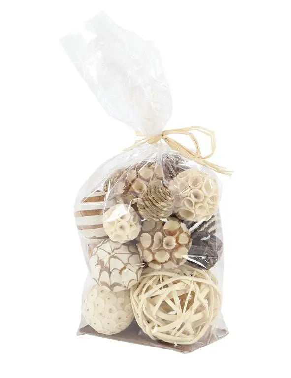 Gray Dried Plant Coastal Orbs & Vase Fille